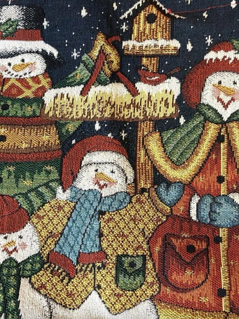 1990s Vintage Christmas Table Runner, Tapestry, 72 x 13 inches